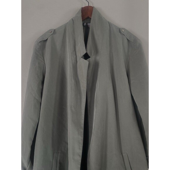 H&M Divided Women’s Dark Sage Green Belted Long Trench Size Small - Picture 12 of 15